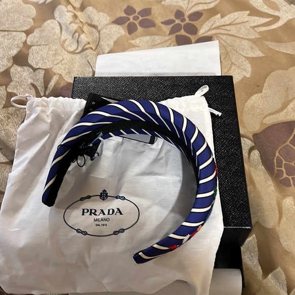 Prada Blue and White Striped Headband - Picture 4 of 6